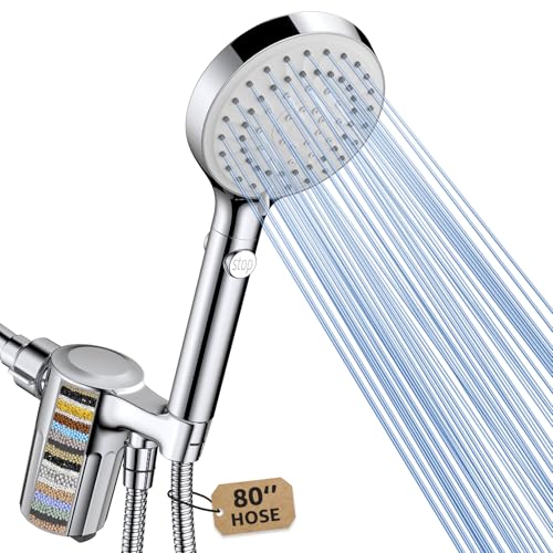 FASDUNT High Pressure Filtered Handheld Shower Head with Hose, Chrome - color: Premium Chrome, style: 20-Stage Filter