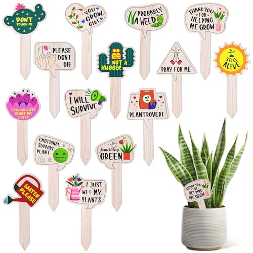 JUYRLE Funny Plant Labels - 15 Pack Garden Markers for Succulent Flowers, Greenery, Seedling Plants - Waterproof, Outdoor/Indoor Patio Tags, Garden Stakes - style: Funny-PVC