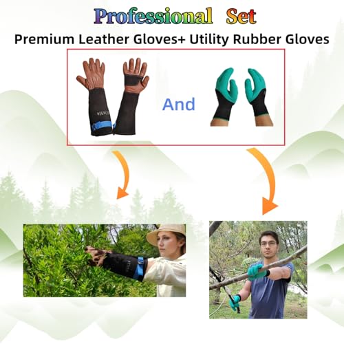 Cow Leather Adjustable Thorn Proof Gardening Gloves - color: Black, size: Small