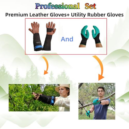 Cow Leather Adjustable Thorn Proof Gardening Gloves - color: Black, size: Large