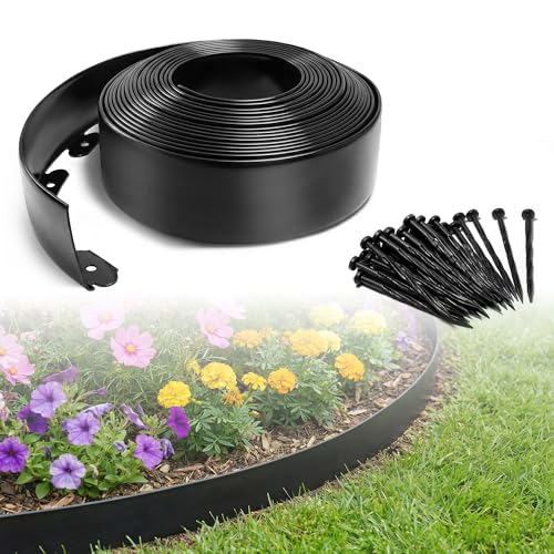4" x 33FT Plastic Landscape Edging Border with 30 Spikes for Garden