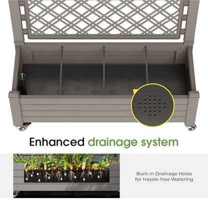 Fancyango Raised Garden Bed with Wheels 61.2" H -Medium Gray - color: Medium Gray, size: 61.2"H