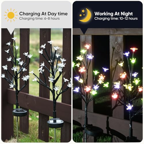 8 Pack Solar Lights Outdoor Waterproof, Garden Lights Solar Flowers - color: Multicolor Cherry 8pack