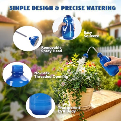 450ML Small Watering Can, 2 in 1 Spray Head for Indoor Plants, Blue - size: Blue-1pcs