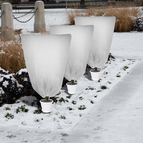 2 Pack Plant Covers Freeze Protection for Winter, 31.5''×23.6'' Frost Cloths for Outdoor Plants Cold Weather Blankets with Drawstrings - size: 31.5''×23.6'' (S, 2 Pack)