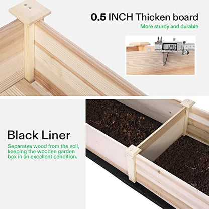 VIVOSUN Wooden Raised Garden Bed, 48 x 24 x 30 Inches, Outdoor Wood Planter Box with Gloves and a Liner, with Trellis for Vine Climbing for Garden, Patio, Balcony, Backyard and Outdoors (Pack of 2) - size: 48 x 24 x 30 In(With Trellis Pack of 2)