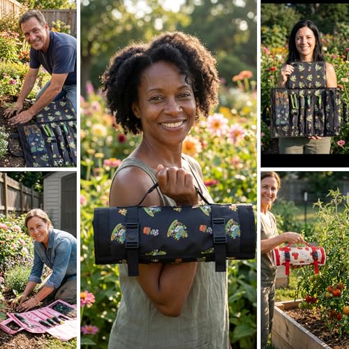 OGRE Roll-Up Garden Tool Bag Only, Heavy-Duty Organizer with 6 Pockets - color: Ogre Print