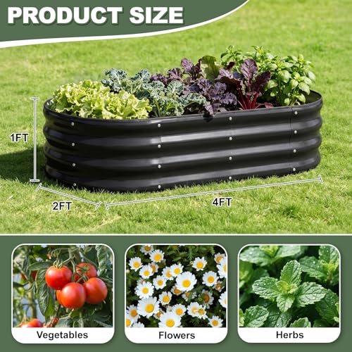 1MORE Galvanized Raised Garden Bed Outdoor,Planter Bed 4x2x1ft,Gray,4-Pk - color: Gray