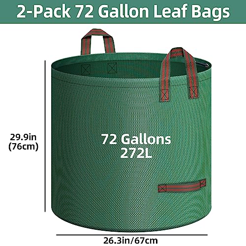 Leaf Bags, 2-Pack 72 Gallons Reusable Yard Waste Bags with 4 Handles