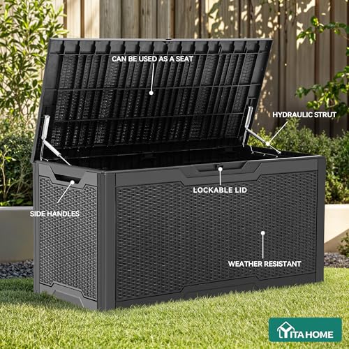 YITAHOME 100 Gallon Large Deck Box - color: Black