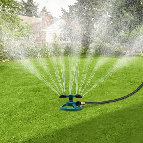 2Pcs Sprinklers for Yard, Automatic 360° Rotating Lawn Sprinkler, Garden Water Sprinklers for Lawns, Large Area Coverage Lawn Irrigation System, Yard Sprinkler for Lawns and Gardens Plant