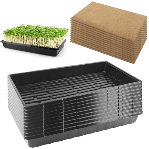 10 Pack 1020 Seed Starting Trays, Microgreens Growing Kit - size: 20in-10P with 12 Mats