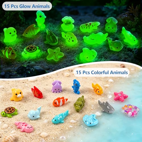 30PCS Ocean Resin Animals Variety Pack, Tiny Sea Animal Figurines - color: Fixed Marine Life