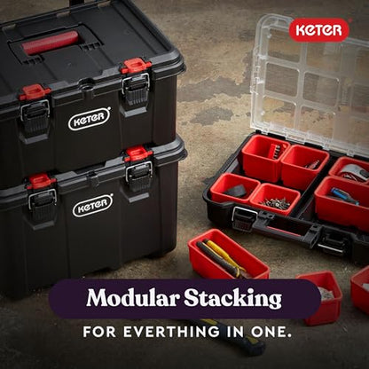Keter Stack N Rolling Tool Box Modular Storage System 3 Piece - color: Black/Red, size: 3PC System