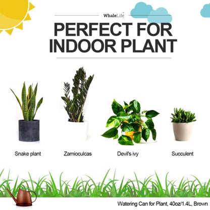 Small Indoor Plant Watering Can Long Spout 1.4L Brown - color: Brown