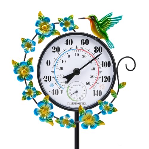 Outdoor Thermometer Waterproof Hummingbird Outside Thermometer Hygrometer