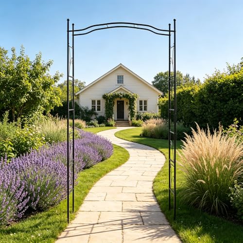Metal Garden Arbors 93" Thickened Arch Trellis for Climbing Plants - color: Square