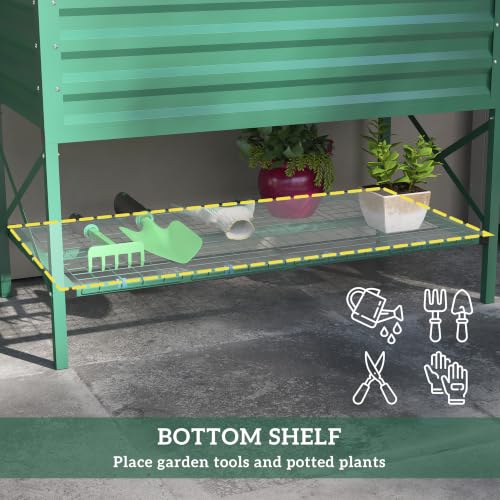 Outsunny Raised Garden Bed with Galvanized Steel Frame, Green - color: Green