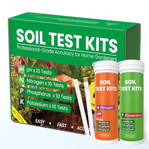 Soil Test Kit 4-in-1 for Lawns & Gardens – 40 Tests (pH, Nitrogen, Phosphorus, Potassium) – Easy Soil Testing Kit for Vegetable Garden, Lawn & Plants