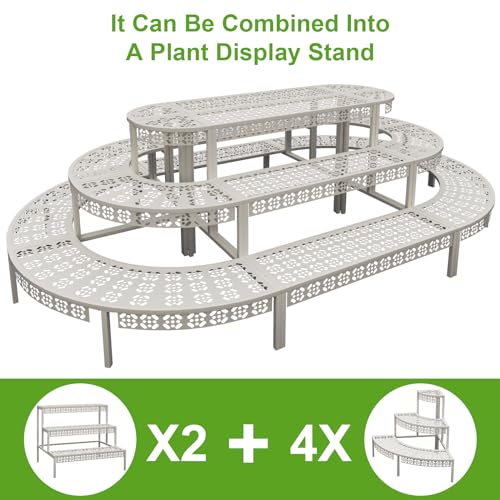 aboxoo 3-Tier Rectangular Metal Plant Stand, Ladder Flower Pot Rack - color: White, size: 27.5"L x 23.6"W x 23.6"H