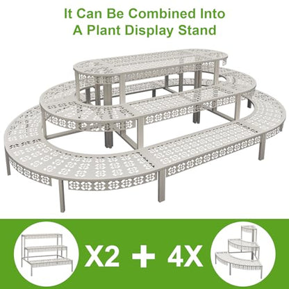 aboxoo 3-Tier Rectangular Metal Plant Stand, Ladder Flower Pot Rack - color: White, size: 27.5"L x 23.6"W x 23.6"H