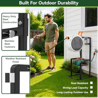 Retractable Hose Reel Stand/Mounting Post, Fits All Wall-Mounted Reels