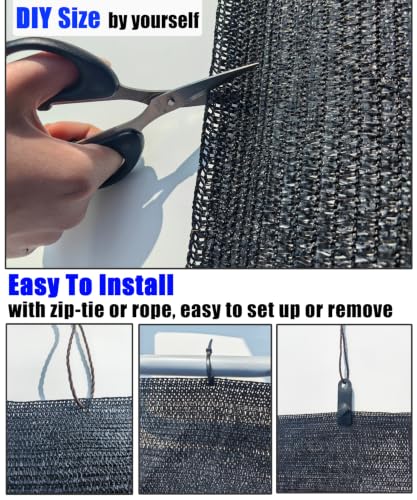 E.share 40%-50% Black Shade Cloth for Garden, 6x8FT Sun Block Mesh Tarp - size: 40%-6 FT x 8 FT