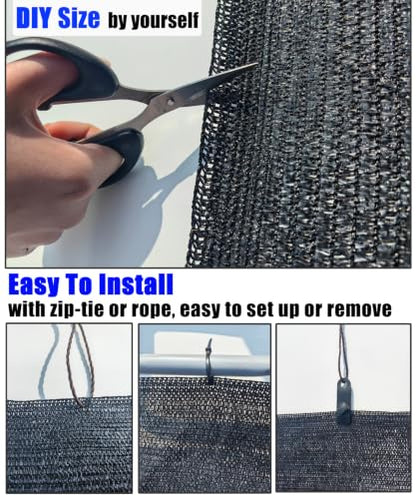 E.share 40%-50% Black Shade Cloth for Garden, 6x8FT Sun Block Mesh Tarp - size: 40%-6 FT x 8 FT