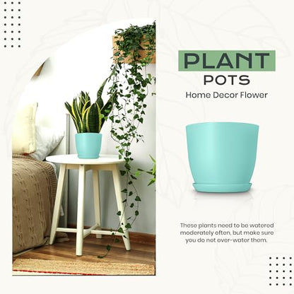 Plant Pots Indoor with Drainage, 10 Pack Multi-Size Planters Set, Aqua - color: Aqua, size: Pack of 10