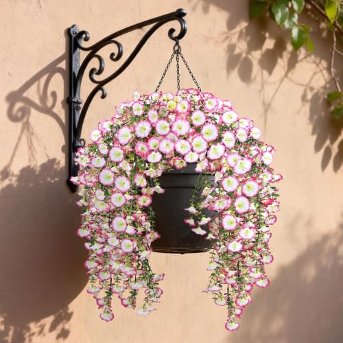 Artificial Hanging Flowers for Outdoors, 2 PCS 300 Blooms, Pink - color: Pink