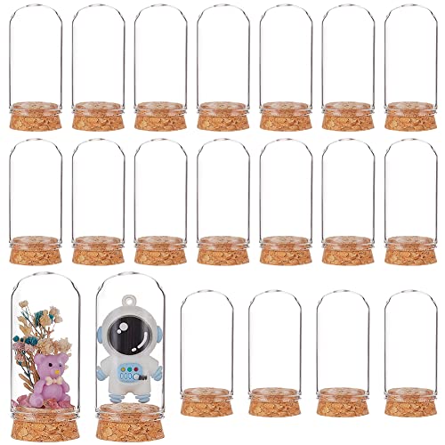 BENECREAT 20 Pack Glass Cloche with Cork Base, 2.4x1.2 inch Display Dome Jars for Wedding Centerpieces, Fairy Gardens, Mini Cake Covers, Party & Home Decor
