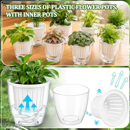 Self Watering Plant Pots, 3.5'', Transparent White, 18 Pcs - color: Transparent White, size: 3.5''