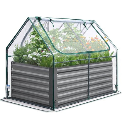 Quictent 4x3x2ft Galvanized Raised Garden Bed with Cover - color: Clear, size: 4 x 3 x 2 ft