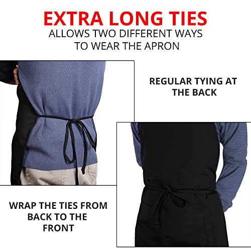Utopia Kitchen Bib Aprons 2 Pack Adjustable With 2 Pockets - color: Black