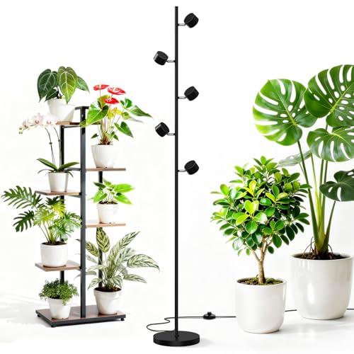 Barrina T1X5 Standing Grow Light for Indoor Plant, 6FT 50W 5000K, High PPFD - size: 50W-6FT-5 Heads