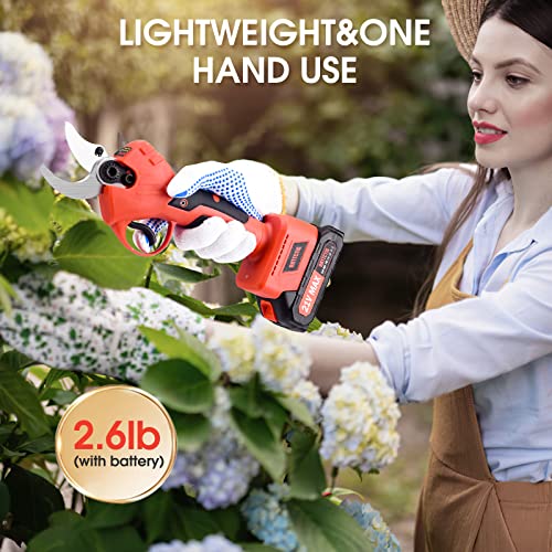 Electric Pruning Shears, 2.36" Opening, 2 Batteries&Spare Blades - color: Wine Red