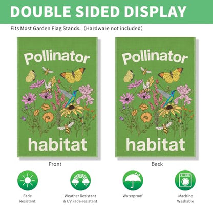 Perfectinsoy Pollinator Habitat Friendly Garden Flag 12x18 Gardener Gifts - color: Beige40