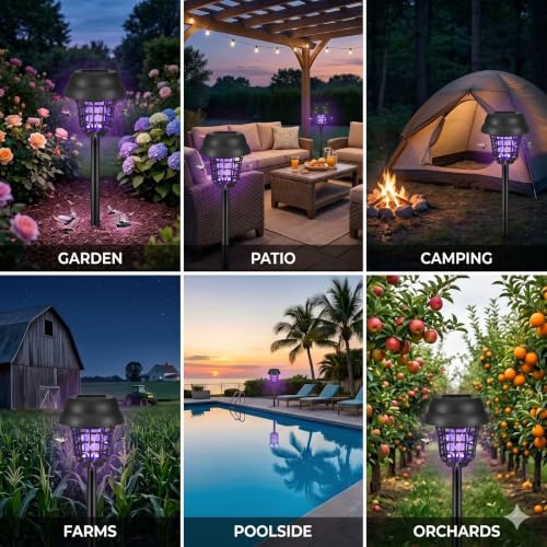 Solar Bug Zapper Outdoor Mosquito Trap for Moths,Gnats,Flies,Flying Insect