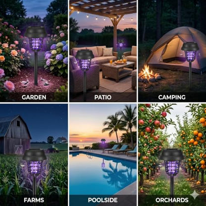 Solar Bug Zapper Outdoor Mosquito Trap for Moths,Gnats,Flies,Flying Insect