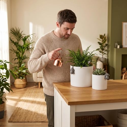 Nihow Plant Pots with Statues/Drainage for Indoor Plants, 5 & 7 Inch,White - color: White E2