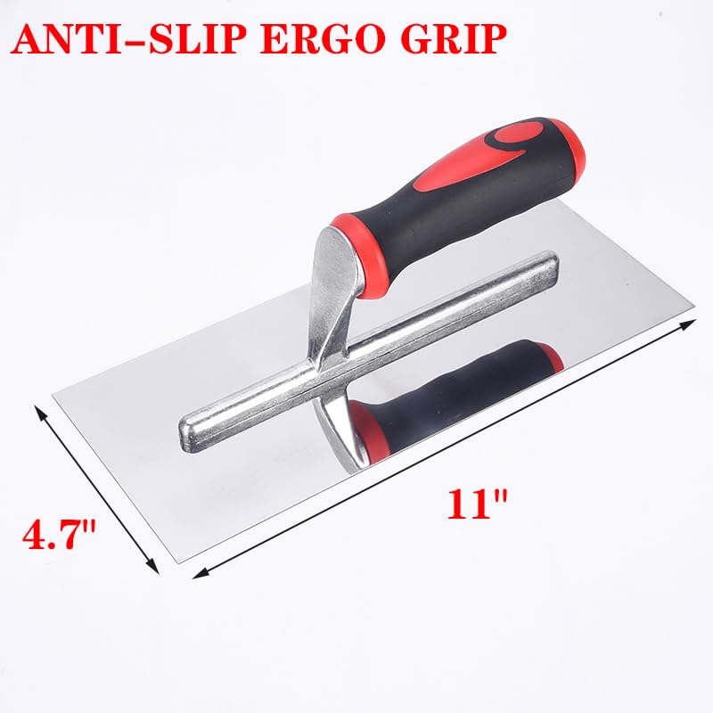 4.7"x11" Stainless Steel Finishing Trowel - Rivet-Free Concrete Plastering Tool for Tile, Masonry & Construction