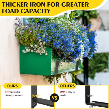 LukLoy Adjustable Window Box Brackets, 2 Pack Planter Box Brackets, Black - size: 2 pack-black