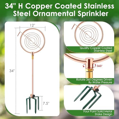 34" Ornamental Sprinkler, 360° Rotating, Circle Ring - style: Circle Ring