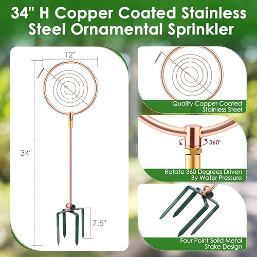 34" Ornamental Sprinkler, 360° Rotating, Circle Ring - style: Circle Ring