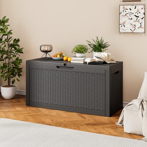 75 Gallon Outdoor Storage Box Waterproof Deck Box Patio Storage - color: Black, style: 75Gallon