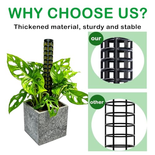 Stackable Small Moss Pole for Monstera Pothos, Fillable Support - size: 4pack-small-black