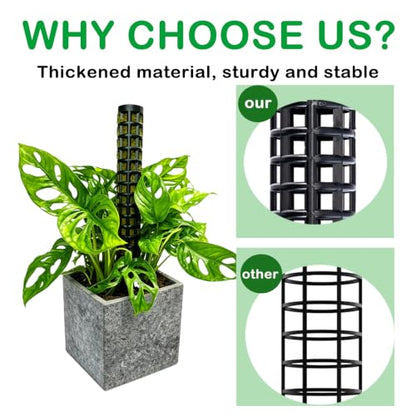 Stackable Small Moss Pole for Monstera Pothos, Fillable Support - size: 4pack-small-black