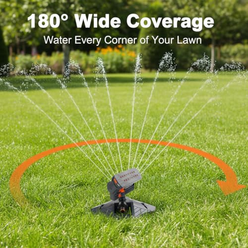 16 Nozzle Oscillating Sprinkler 360 Degree Automatic Rocking Irrigation System with Adjustable Flow Regulation for Lawn Garden and Yard