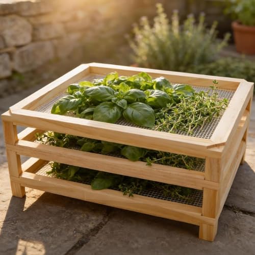 3-Layer Stackable Wooden Herb Drying Rack,Mesh Dryer Screen For Countertop - size: 3-Layer | 11.8" x 5.4" x 15.74"