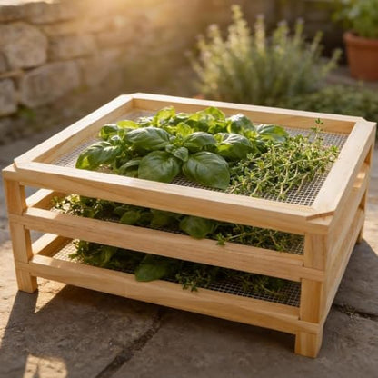 3-Layer Stackable Wooden Herb Drying Rack,Mesh Dryer Screen For Countertop - size: 3-Layer | 11.8" x 5.4" x 15.74"